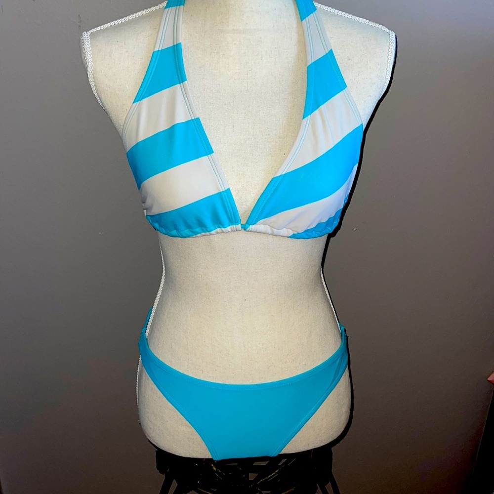 Blue and White Bikini